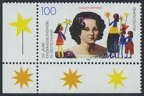 BUND 1996 Michel-Nummer 1834 postfrisch EINZELMARKE ECKRAND unten links