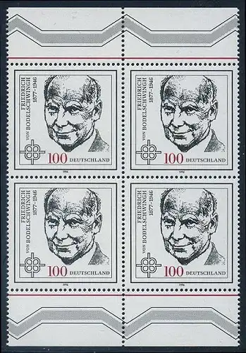 BUND 1996 Michel-Nummer 1835 postfrisch BLOCK RÄNDER oben/unten