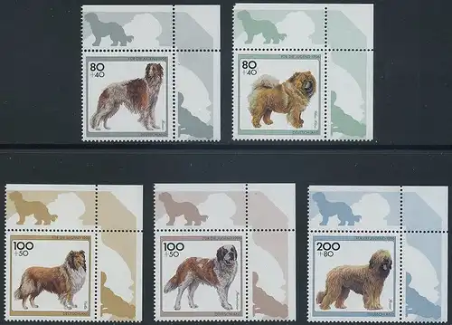 BUND 1996 Michel-Nummer 1836-1840 postfrisch SATZ(5) EINZELMARKEN ECKRÄNDER oben rechts