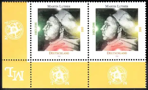 BUND 1996 Michel-Nummer 1841 postfrisch horiz.PAAR ECKRAND unten links
