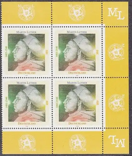 BUND 1996 Michel-Nummer 1841 postfrisch BLOCK ECKRÄNDER oben rechts/unten rechts
