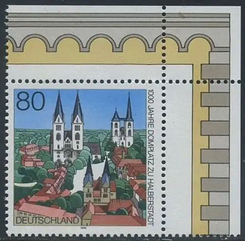 BUND 1996 Michel-Nummer 1846 postfrisch EINZELMARKE ECKRAND oben rechts