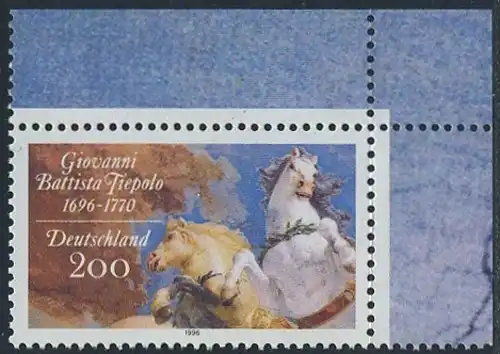 BUND 1996 Michel-Nummer 1847 postfrisch EINZELMARKE ECKRAND oben rechts