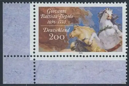 BUND 1996 Michel-Nummer 1847 postfrisch EINZELMARKE ECKRAND unten links