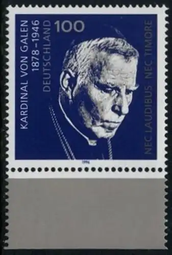 BUND 1996 Michel-Nummer 1848 postfrisch EINZELMARKE RAND unten