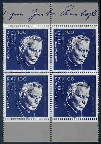 BUND 1996 Michel-Nummer 1848 postfrisch BLOCK RÄNDER oben/unten