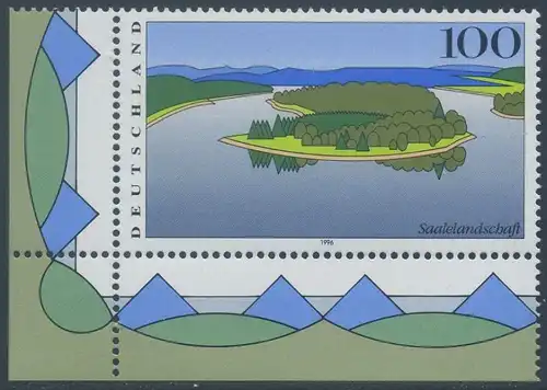 BUND 1996 Michel-Nummer 1850 postfrisch EINZELMARKE ECKRAND unten links