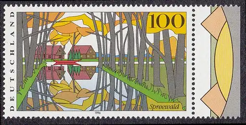 BUND 1996 Michel-Nummer 1851 postfrisch EINZELMARKE RAND rechts