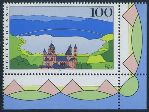 BUND 1996 Michel-Nummer 1852 postfrisch EINZELMARKE ECKRAND unten rechts