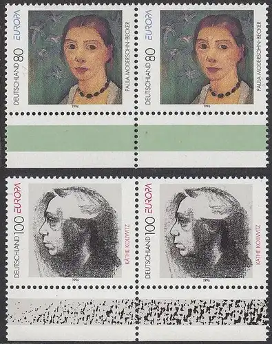 BUND 1996 Michel-Nummer 1854-1855 postfrisch SATZ(2) horiz.PAARE RÄNDER unten