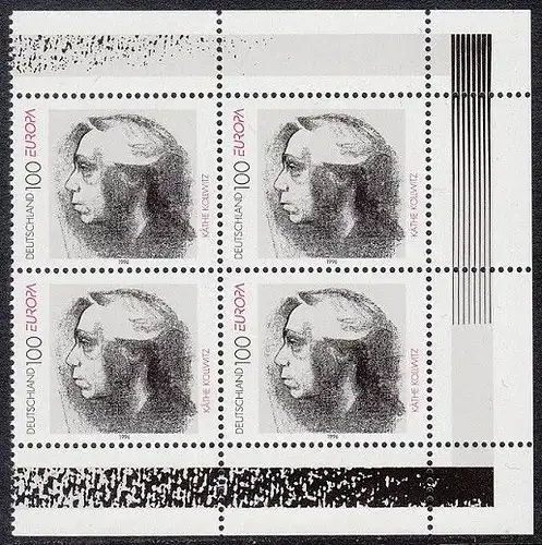 BUND 1996 Michel-Nummer 1855 postfrisch BLOCK ECKRÄNDER oben rechts/unten rechts