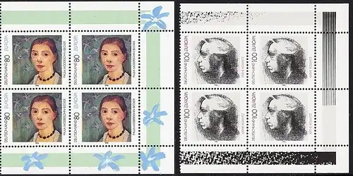 BUND 1996 Michel-Nummer 1854-1855 postfrisch SATZ(2) BLÖCKE Eckränder oben rechts/unten rechts