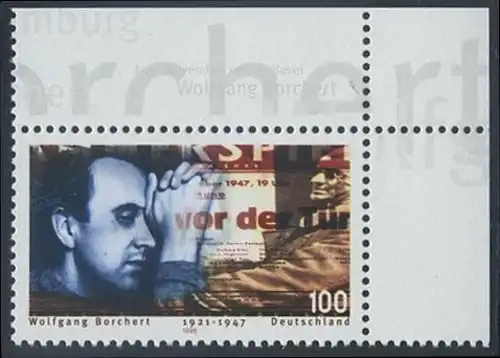 BUND 1996 Michel-Nummer 1858 postfrisch EINZELMARKE ECKRAND oben rechts