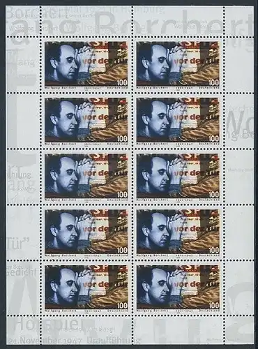 BUND 1996 Michel-Nummer 1858 postfrisch BOGEN(10)