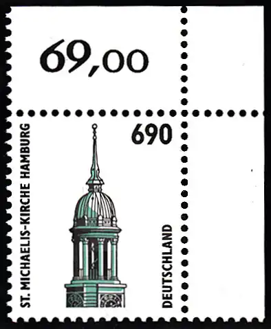 BUND 1996 Michel-Nummer 1860 postfrisch EINZELMARKE ECKRAND oben rechts