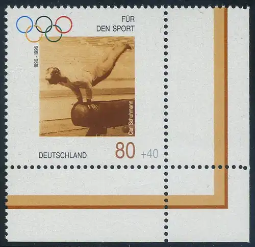 BUND 1996 Michel-Nummer 1861 postfrisch EINZELMARKE ECKRAND unten rechts