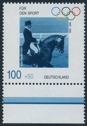 BUND 1996 Michel-Nummer 1862 postfrisch EINZELMARKE RAND unten