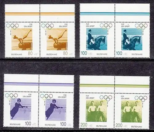BUND 1996 Michel-Nummer 1861-1864 postfrisch SATZ(4) horiz.PAARE RÄNDER oben