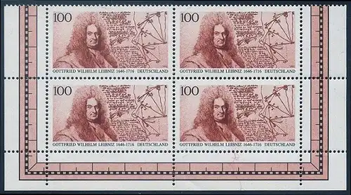 BUND 1996 Michel-Nummer 1865 postfrisch BLOCK Eckränder unten rechts/unten links