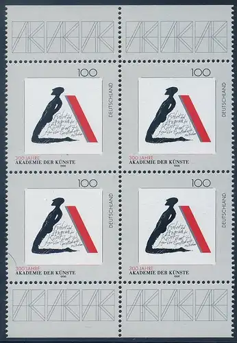 BUND 1996 Michel-Nummer 1866 postfrisch BLOCK RÄNDER oben/unten