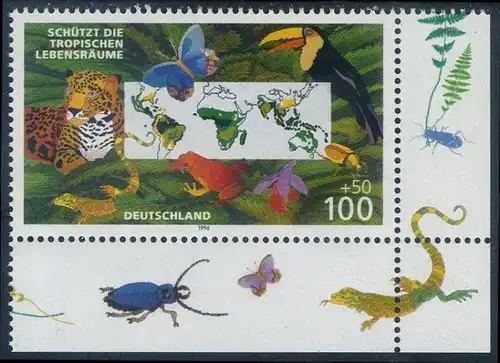 BUND 1996 Michel-Nummer 1867 postfrisch EINZELMARKE ECKRAND unten rechts