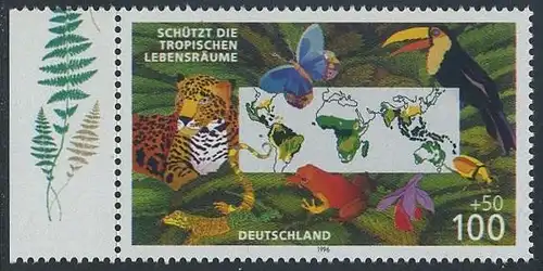 BUND 1996 Michel-Nummer 1867 postfrisch EINZELMARKE RAND links (a)