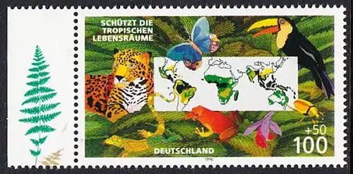 BUND 1996 Michel-Nummer 1867 postfrisch EINZELMARKE RAND links (b)