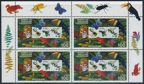 BUND 1996 Michel-Nummer 1867 postfrisch BLOCK Eckränder oben rechts/oben links