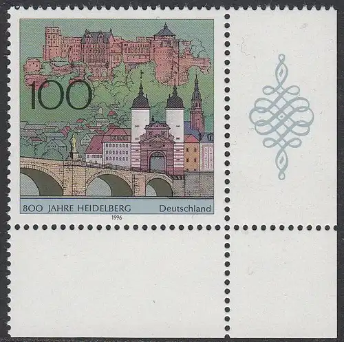 BUND 1996 Michel-Nummer 1868 postfrisch EINZELMARKE ECKRAND unten rechts
