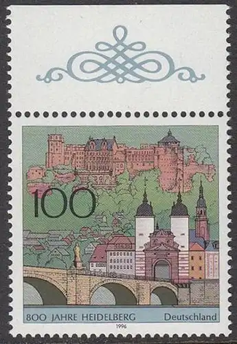 BUND 1996 Michel-Nummer 1868 postfrisch EINZELMARKE RAND oben