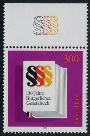 BUND 1996 Michel-Nummer 1874 postfrisch EINZELMARKE RAND oben