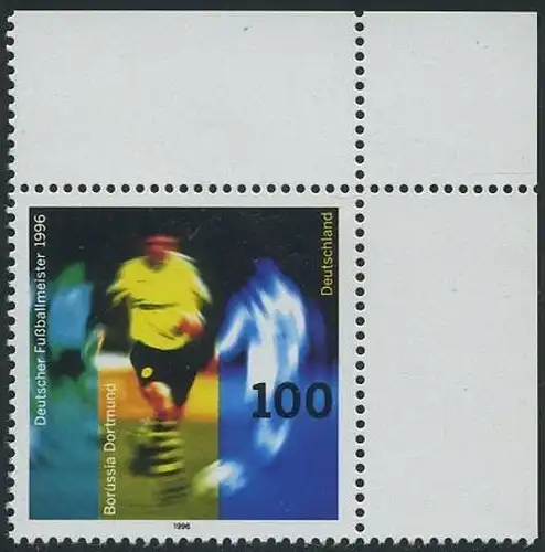 BUND 1996 Michel-Nummer 1879 postfrisch EINZELMARKE ECKRAND oben rechts
