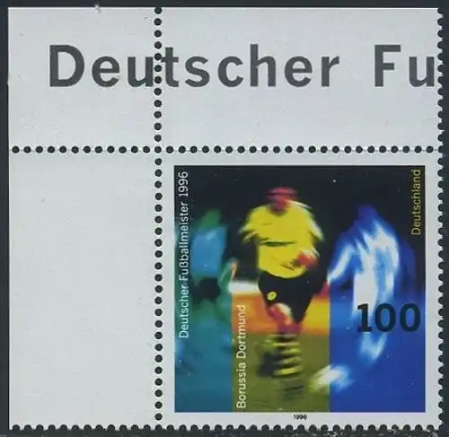 BUND 1996 Michel-Nummer 1879 postfrisch EINZELMARKE ECKRAND oben links