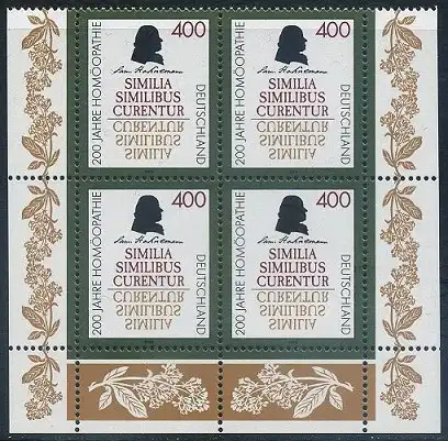 BUND 1996 Michel-Nummer 1880 postfrisch BLOCK Eckränder unten rechts/unten links