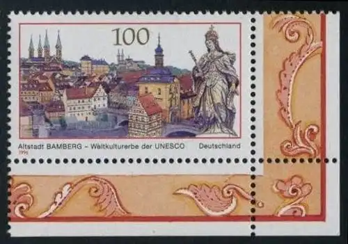 BUND 1996 Michel-Nummer 1881 postfrisch EINZELMARKE ECKRAND unten rechts