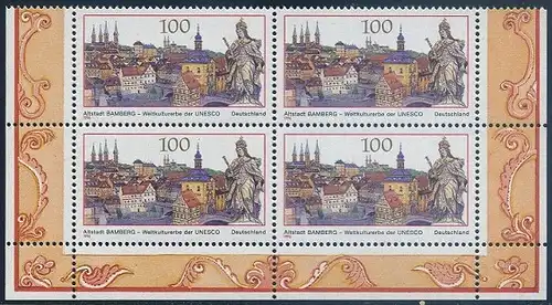 BUND 1996 Michel-Nummer 1881 postfrisch BLOCK Eckränder unten rechts/unten links