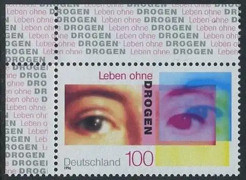 BUND 1996 Michel-Nummer 1882 postfrisch EINZELMARKE ECKRAND oben links