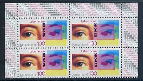 BUND 1996 Michel-Nummer 1882 postfrisch BLOCK Eckränder oben rechts/oben links