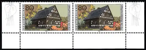 BUND 1996 Michel-Nummer 1884 postfrisch horiz.PAAR ECKRÄNDER unten rechts/unten links