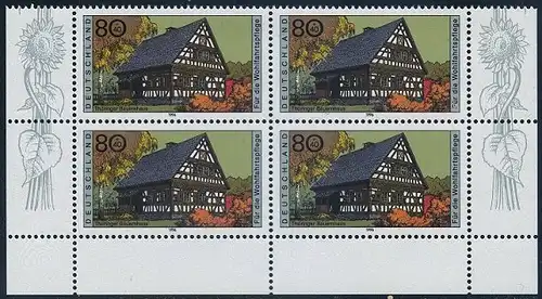 BUND 1996 Michel-Nummer 1884 postfrisch BLOCK Eckränder unten rechts/unten links