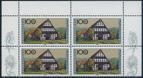 BUND 1996 Michel-Nummer 1886 postfrisch BLOCK Eckränder oben rechts/oben links