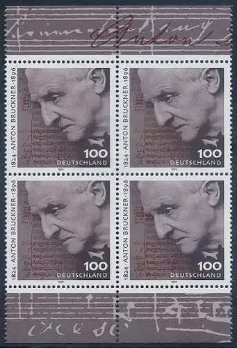 BUND 1996 Michel-Nummer 1888 postfrisch BLOCK RÄNDER oben/unten
