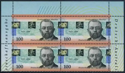 BUND 1996 Michel-Nummer 1889 postfrisch BLOCK Eckränder oben rechts/oben links