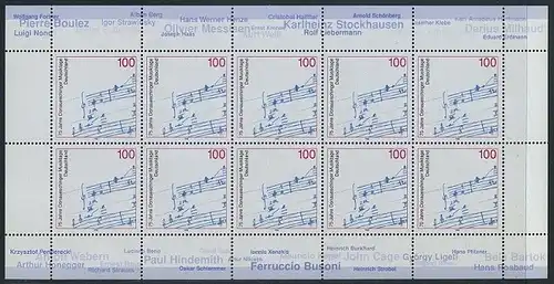 BUND 1996 Michel-Nummer 1890 postfrisch BOGEN(10)