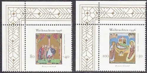 BUND 1996 Michel-Nummer 1891-1892 postfrisch SATZ(2) EINZELMARKEN ECKRÄNDER oben links