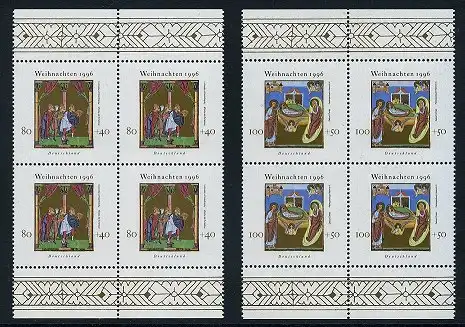 BUND 1996 Michel-Nummer 1891-1892 postfrisch SATZ(2) BLÖCKE RÄNDER oben/unten