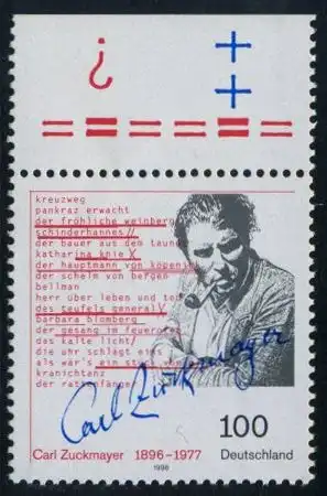 BUND 1996 Michel-Nummer 1893 postfrisch EINZELMARKE RAND oben (a)