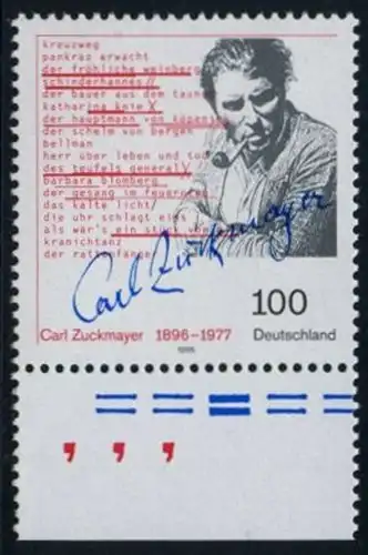 BUND 1996 Michel-Nummer 1893 postfrisch EINZELMARKE RAND unten (b)