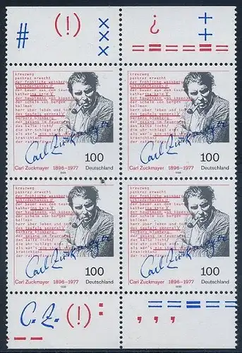 BUND 1996 Michel-Nummer 1893 postfrisch BLOCK RÄNDER oben/unten