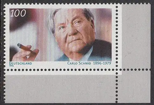 BUND 1996 Michel-Nummer 1894 postfrisch EINZELMARKE ECKRAND unten rechts